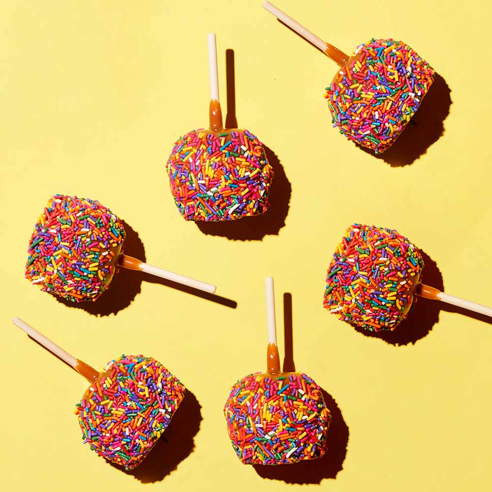 Rainbow Sprinkle Caramel Apple