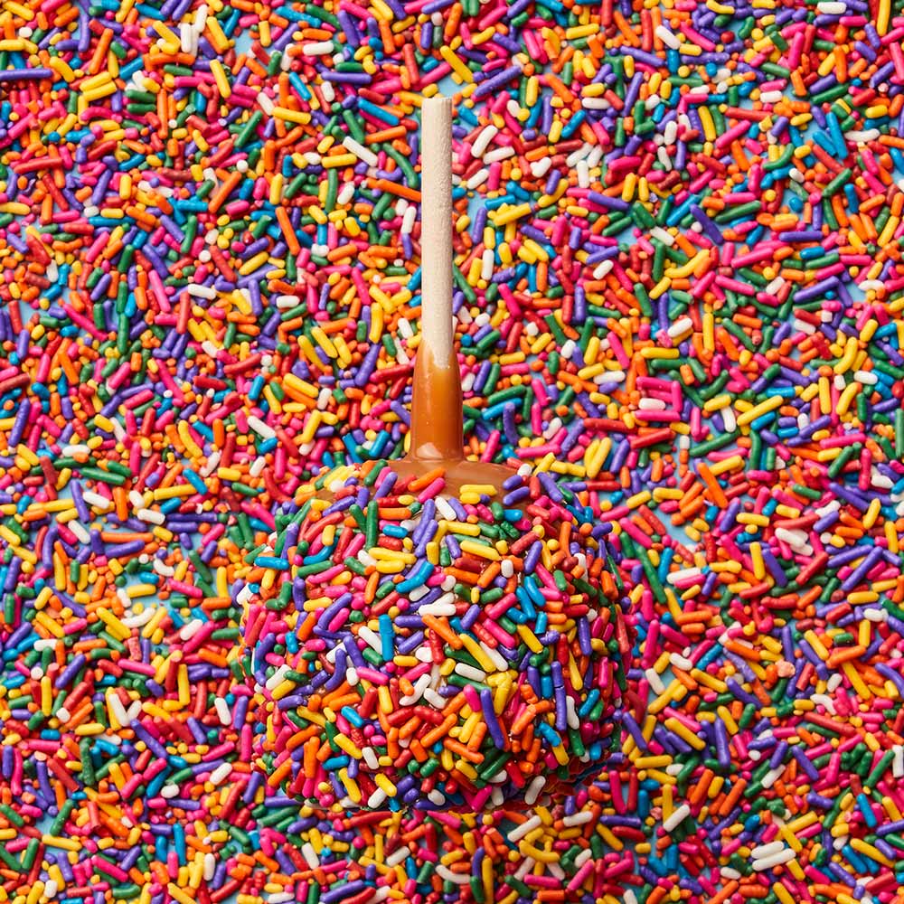Rainbow Sprinkle Caramel Apple