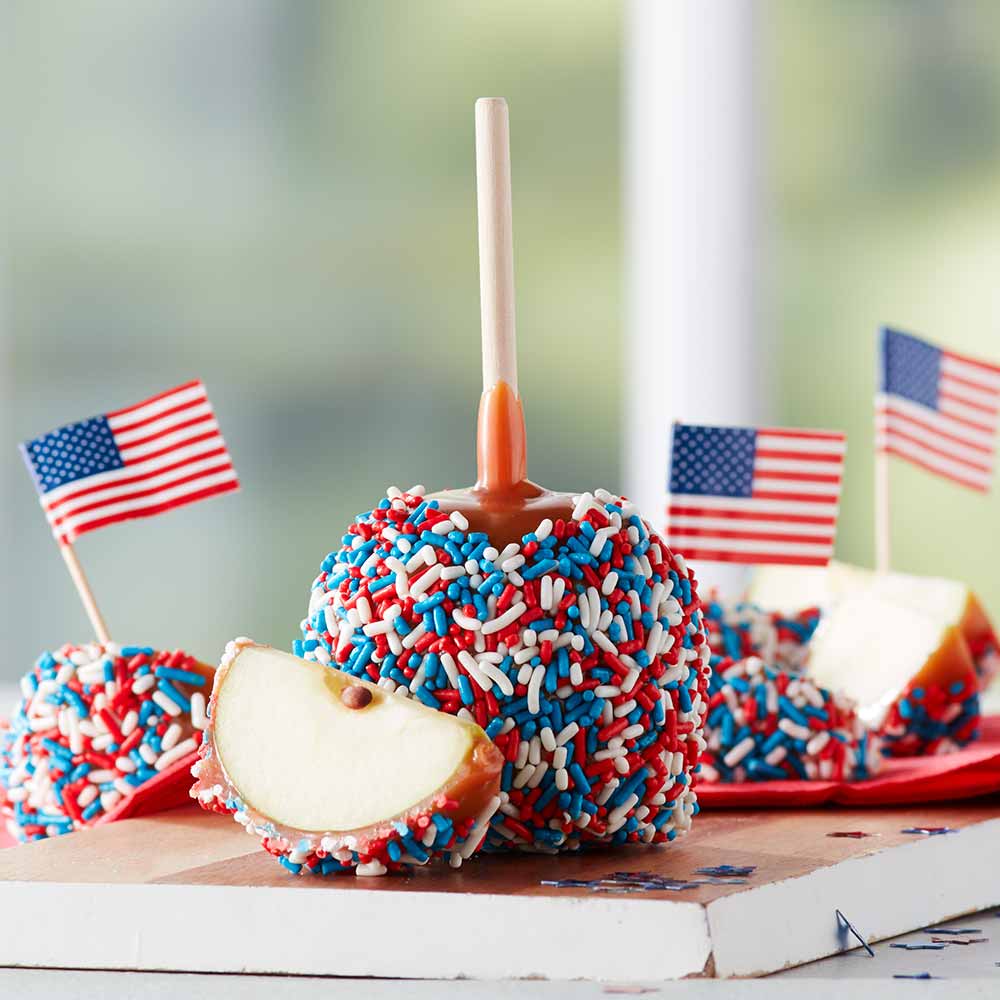 Patriotic Sprinkle Caramel Apple