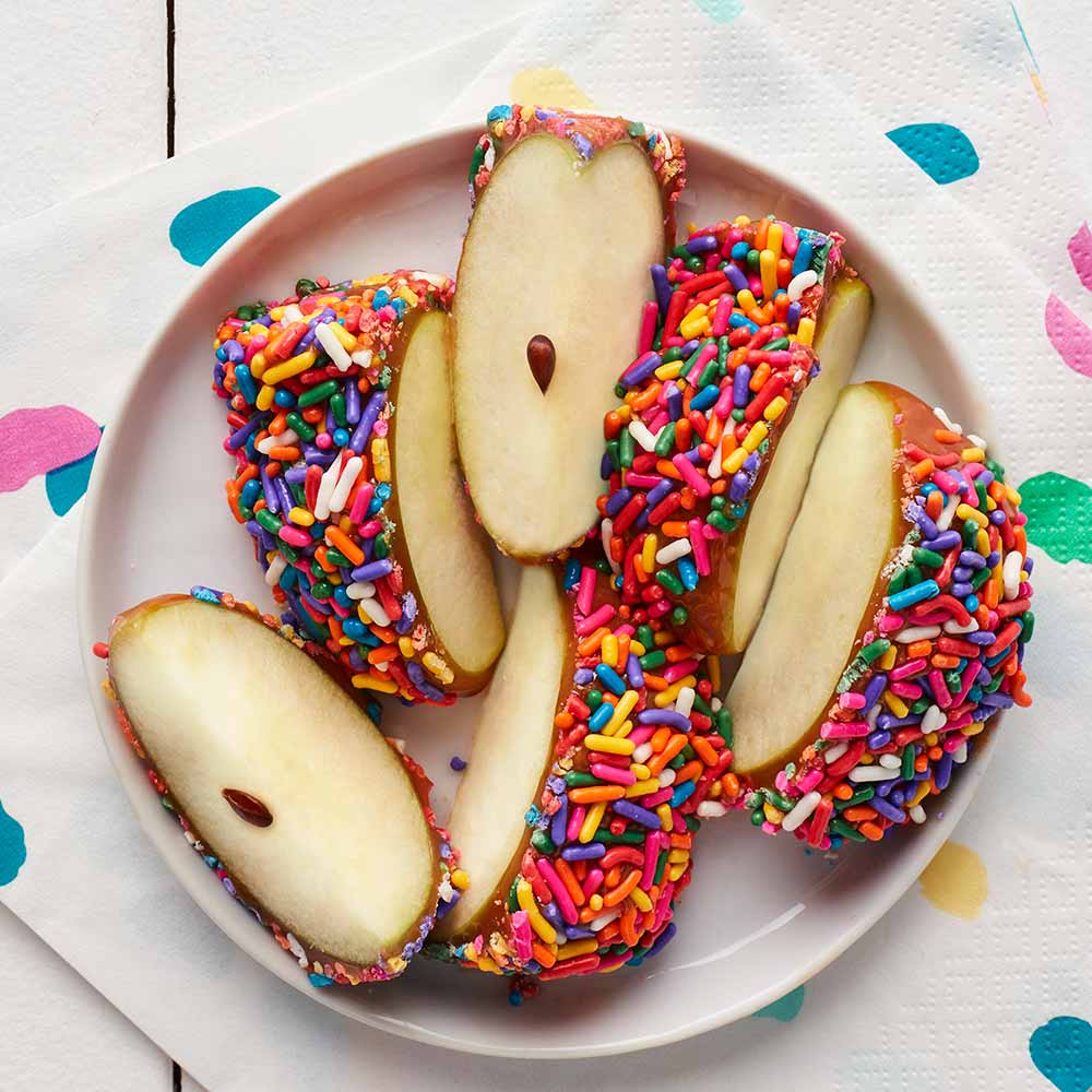 Rainbow Sprinkle Caramel Apple
